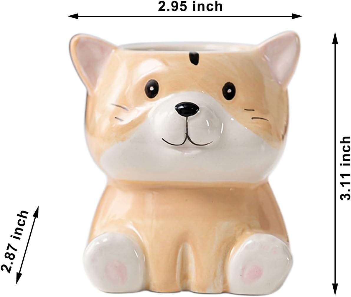DIYOMR Cute Animals Planter, Mini Ceramic Cartoon Animal Shaped Succulent Flower Pot Indoor Air Plants Holder, Smooth Shiny Decorative Flower Cactus Planter - Plants Not Included (Panda)