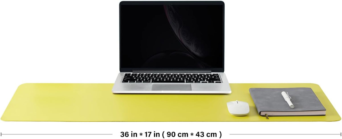 HOMIEAZICOZI Leather Desk Mat - Non-Slip PU Desk Pad for Office and Home - Desk Organization and Accessories - Ideal for Large Mouse Pad and Desk Mats on Top of Desks (Black,36''x 17'') (DPD-B-L)