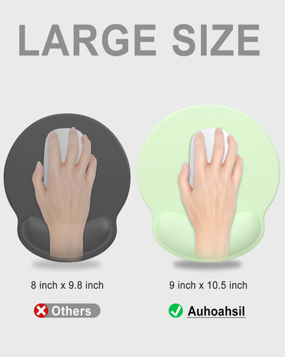 Ergonomic Mouse Pad with Wrist Rest, Comfortable Silicone Non-Slip Computer Pain Relief Gel Mouse Mat with Wrist Support for Gaming, Work, Office, Women & Men, Cute Pattern, Beige