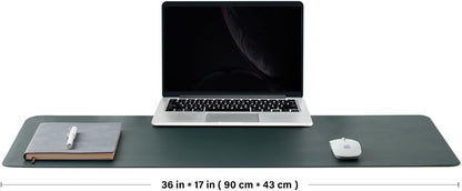 HOMIEAZICOZI Leather Desk Mat - Non-Slip PU Desk Pad for Office and Home - Desk Organization and Accessories - Ideal for Large Mouse Pad and Desk Mats on Top of Desks (Black,36''x 17'') (DPD-B-L)