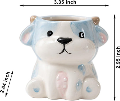 DIYOMR Cute Animals Planter, Mini Ceramic Cartoon Animal Shaped Succulent Flower Pot Indoor Air Plants Holder, Smooth Shiny Decorative Flower Cactus Planter - Plants Not Included (Panda)