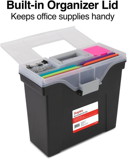 Hanging File Folder Box, Storage Bin Organizer, Snap Lid, Clear