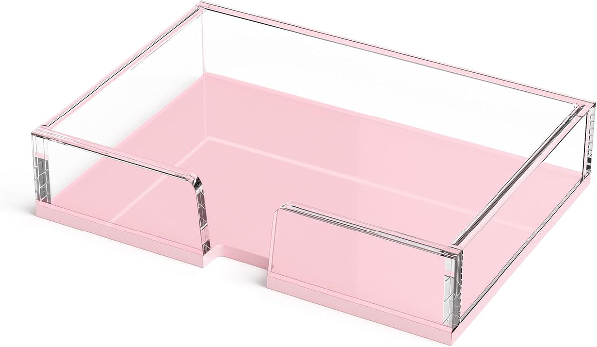 BEEGO Sticky Note Organizer - 4x6 in Crystal Clear Acrylic Notepad Holder & Dispenser for Dorm Room Office Desk Organization