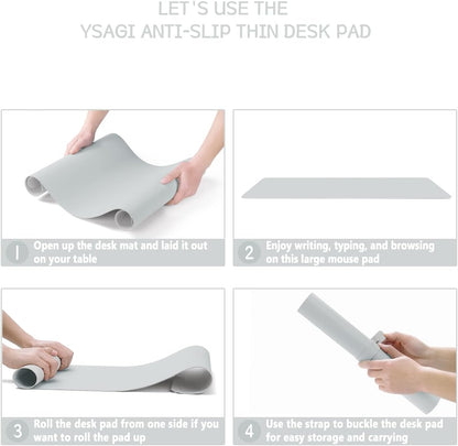 YSAGi Non-Slip Leather Desk Pad, Waterproof Laptop Computer Desk Keyboard Mat, Table Protector Blotter Mat, Large Mouse Pad for Office/Work/Home/Decor(Dark Brown, 31.5" x 15.7")