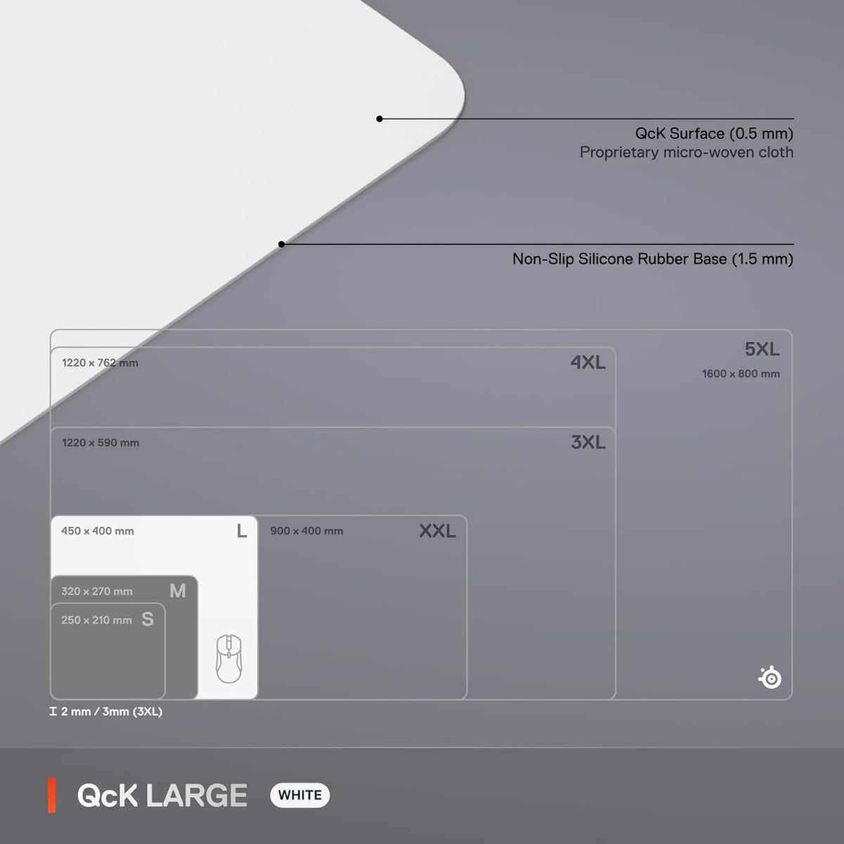QcK Gaming Mouse Pad - XXL Cloth - Peak Tracking and Stability - Esports Mousepad - Never-Slip - Full Desk Coverage