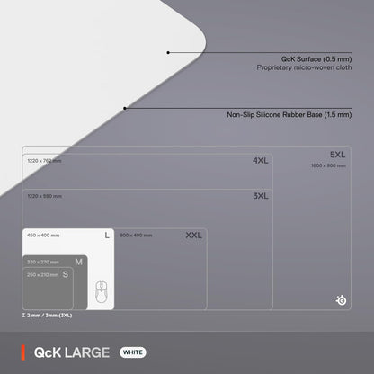 QcK Gaming Mouse Pad - XXL Cloth - Peak Tracking and Stability - Esports Mousepad - Never-Slip - Full Desk Coverage