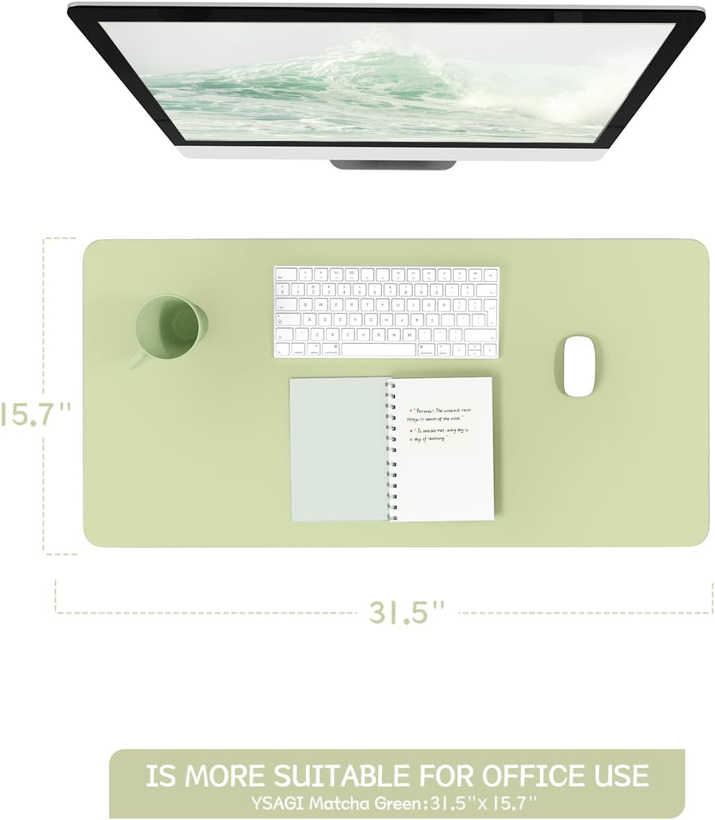 YSAGi Non-Slip Leather Desk Pad, Waterproof Laptop Computer Desk Keyboard Mat, Table Protector Blotter Mat, Large Mouse Pad for Office/Work/Home/Decor(Dark Brown, 31.5" x 15.7")