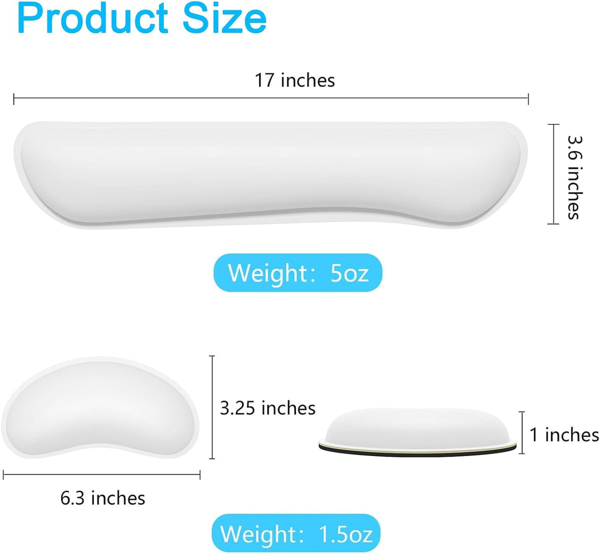 Mouse Wrist Rest, Ergonomic Memory Foam Mouse Wrist for Computer Desk Mats Support, PU Leather Hand Rest Pad Cushion for Gaming, Laptop, Men, Women, Pain Relief & Easy Typing, Black