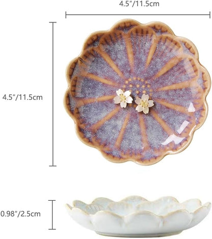 Ring Dish, Kiln Glaze Jewelry Trinket Tray, Gifts for Women I Lotus Leaf Necklace Earrings Holder on Nightstand Bathroom, Ceramic Cute Key Bowl, White. All Jewelries Are NOT Included.