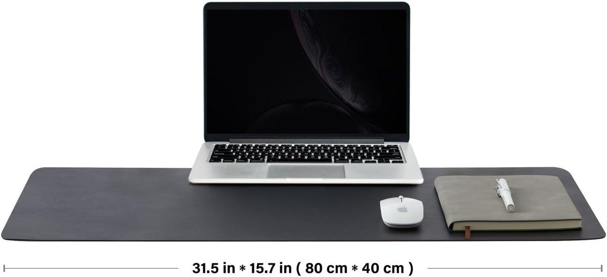 HOMIEAZICOZI Leather Desk Mat - Non-Slip PU Desk Pad for Office and Home - Desk Organization and Accessories - Ideal for Large Mouse Pad and Desk Mats on Top of Desks (Black,36''x 17'') (DPD-B-L)