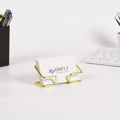 Metal Business Card Holder for Desk, Cute Card Display Stand, Compatible with Various Countertops, Gold