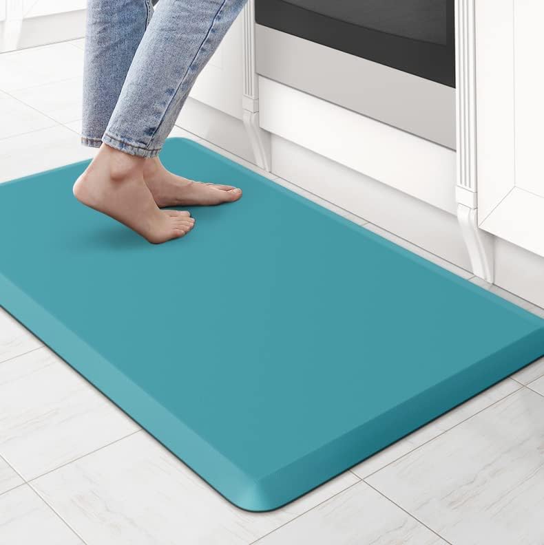 KitchenClouds Kitchen Mat Cushioned Anti Fatigue Rug 17.3"x28" Water Resistant, Non Slip, Standing and Comfort Desk/Floor Mats for House Sink Office (Black)