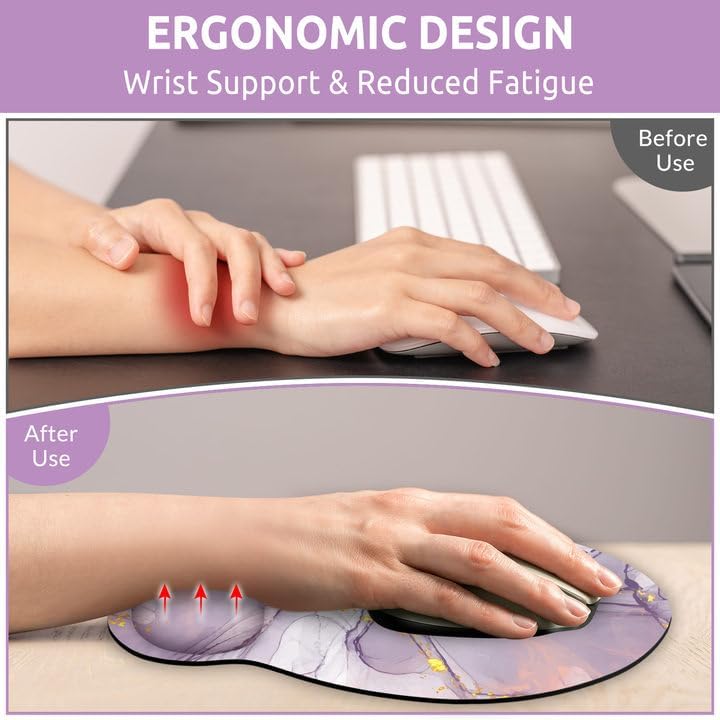 KONVINIT Ergonomic Mouse Pad with Wrist Rest, Small Mousepad with Non-Slip Rubber Base and Smooth Surface, Beach Mouse Pads for Desk, Office Desk Accessories