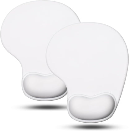 JIKIOU Mouse Pad, 2 Pack Ergonomic Mouse Pads with Comfortable Gel Wrist Rest Support and Smooth Cloth, Non-Slip PU Base for Easy Typing Pain Relief Durable and Easy to Clean Small Black