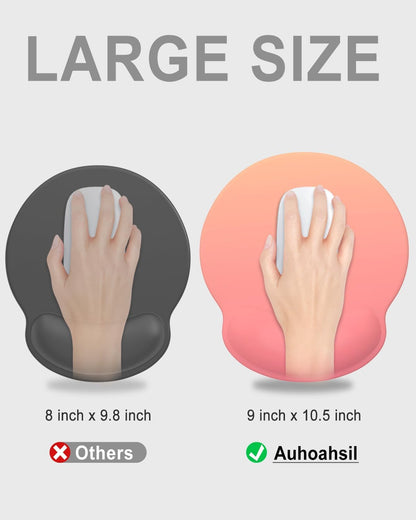 Ergonomic Mouse Pad with Wrist Rest, Comfortable Silicone Non-Slip Computer Pain Relief Gel Mouse Mat with Wrist Support for Gaming, Work, Office, Women & Men, Cute Pattern, Beige