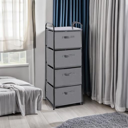 Dresser Storage with 3 Drawers, Fabric Dresser Tower, Vertical Storage Unit for Bedroom, Closet, Office, Black