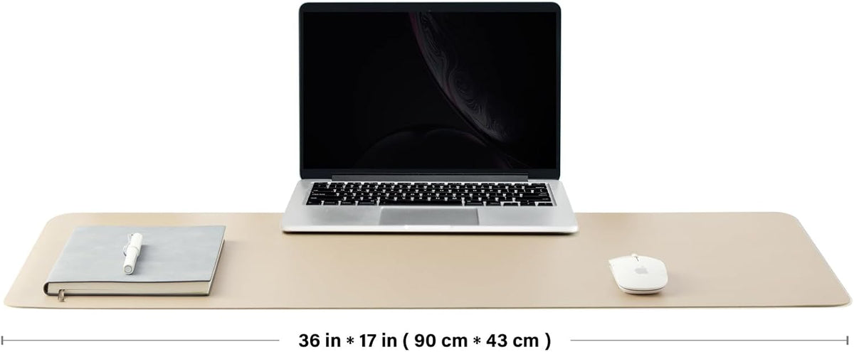HOMIEAZICOZI Leather Desk Mat - Non-Slip PU Desk Pad for Office and Home - Desk Organization and Accessories - Ideal for Large Mouse Pad and Desk Mats on Top of Desks (Black,36''x 17'') (DPD-B-L)