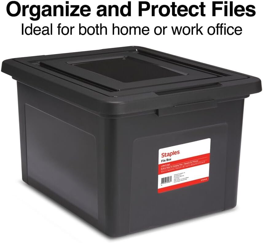 Hanging File Folder Box, Storage Bin Organizer, Snap Lid, Clear