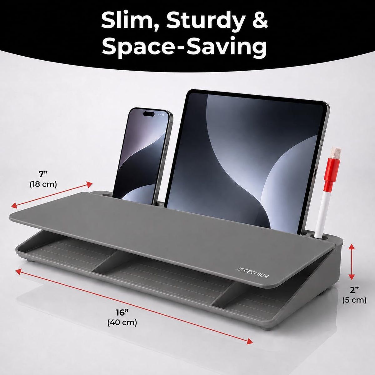 Glass Desktop Magnetic Whiteboard with Storage, Frosted Glass Dry Erase Board for Desk, Desk Organizer with Strong Magnets and Phone Stand for Home Office and School Supplies