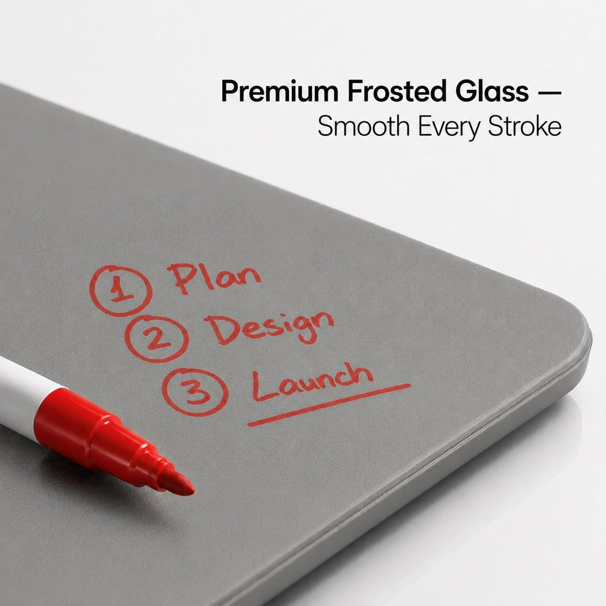 Glass Desktop Magnetic Whiteboard with Storage, Frosted Glass Dry Erase Board for Desk, Desk Organizer with Strong Magnets and Phone Stand for Home Office and School Supplies