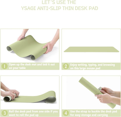 YSAGi Non-Slip Leather Desk Pad, Waterproof Laptop Computer Desk Keyboard Mat, Table Protector Blotter Mat, Large Mouse Pad for Office/Work/Home/Decor(Dark Brown, 31.5" x 15.7")