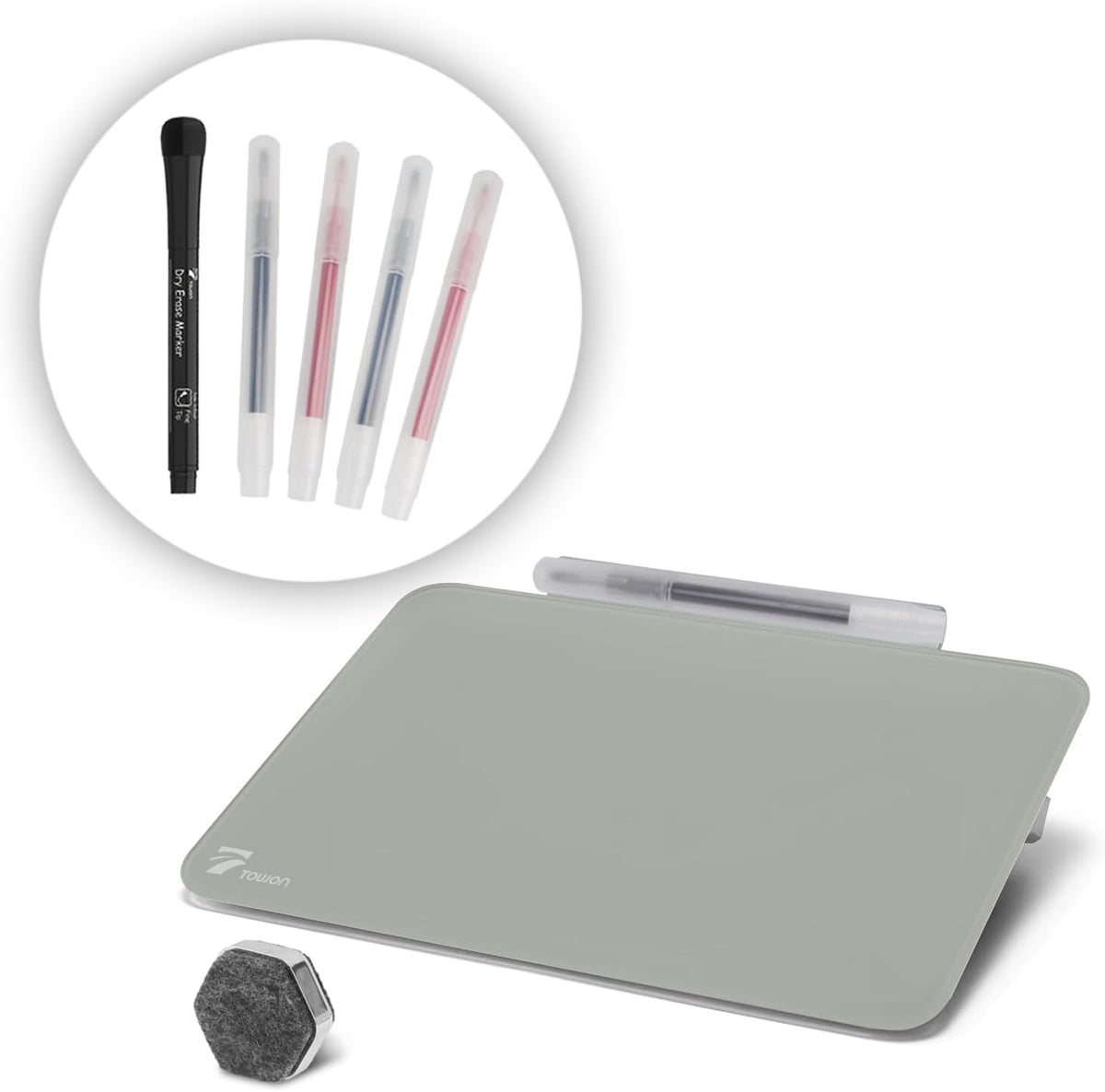 Small Glass Desktop Whiteboard Dry-Erase, Mini Pure Glass Whiteboard Stand
