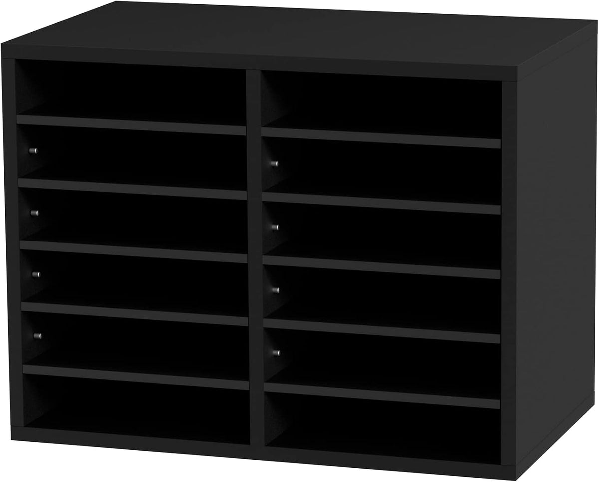 VEVOR Literature Organizers, 12 Compartments Office Mailbox with Adjustable Shelves, Wood Literature Sorter 20.4x12x16.1 inches for Office, Home, Classroom, Mailrooms Organization, EPA Certified White
