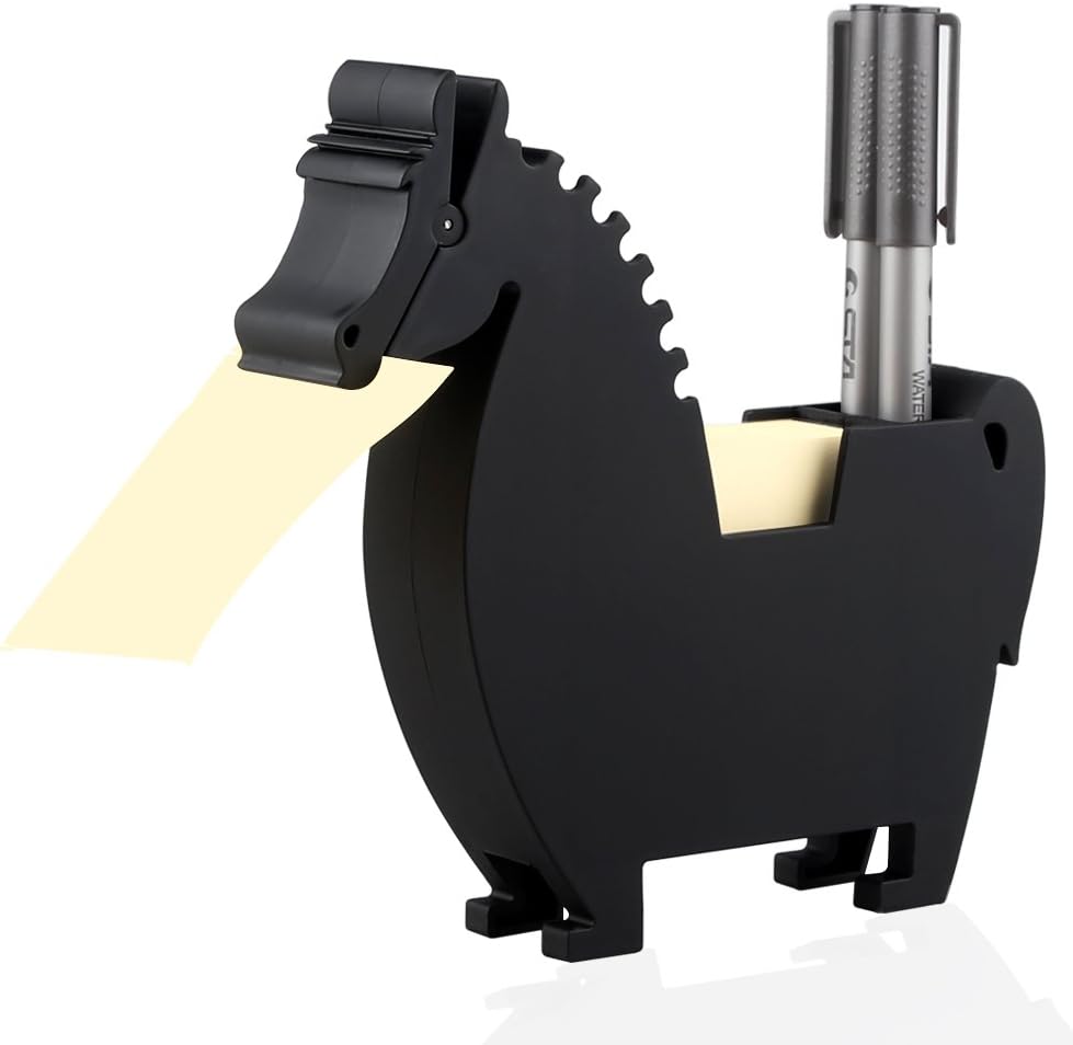 Memo Holder Desktop Note pad Dispenser Horse Pen Holder Multi-Functional Clip for Note Short Note pad,2 Packs memo (Horse, Black)