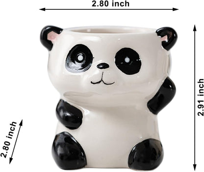 DIYOMR Cute Animals Planter, Mini Ceramic Cartoon Animal Shaped Succulent Flower Pot Indoor Air Plants Holder, Smooth Shiny Decorative Flower Cactus Planter - Plants Not Included (Panda)