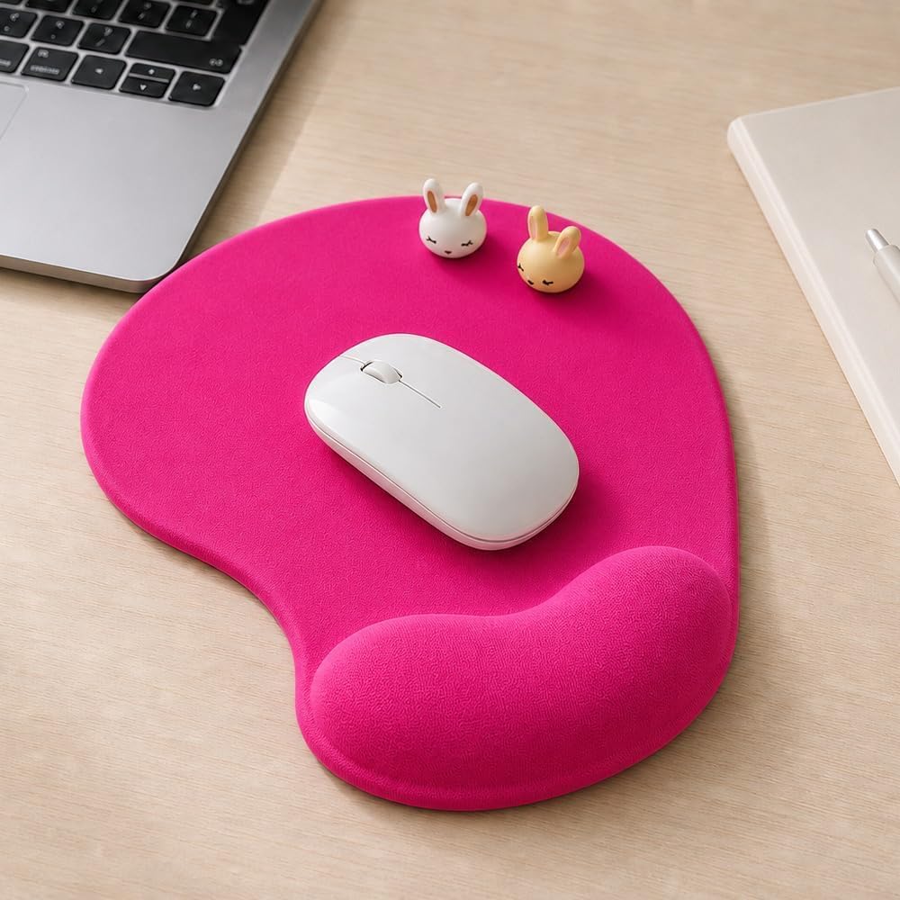 Office Mousepad with Gel Wrist Support - Ergonomic Gaming Desktop Mouse Pad Wrist Rest - Design Gamepad Mat Rubber Base for Laptop Computer -Silicone Non-Slip Special-Textured Surface (01Pink)