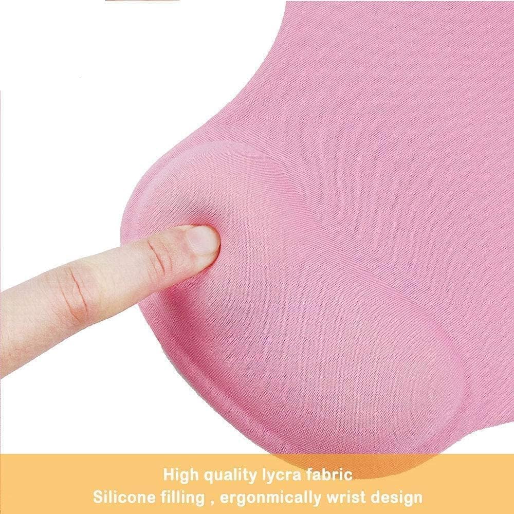Office Mousepad with Gel Wrist Support - Ergonomic Gaming Desktop Mouse Pad Wrist Rest - Design Gamepad Mat Rubber Base for Laptop Computer -Silicone Non-Slip Special-Textured Surface (01Pink)