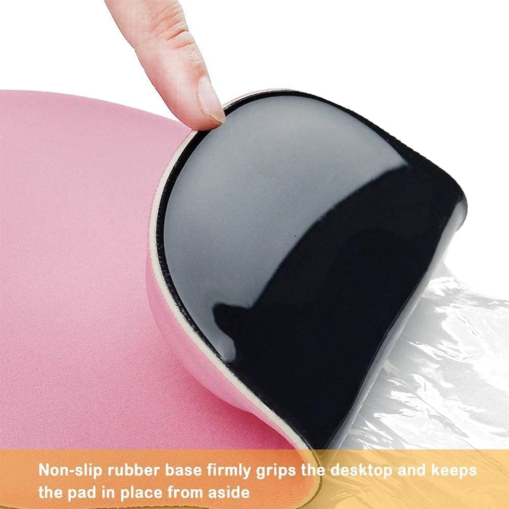 Office Mousepad with Gel Wrist Support - Ergonomic Gaming Desktop Mouse Pad Wrist Rest - Design Gamepad Mat Rubber Base for Laptop Computer -Silicone Non-Slip Special-Textured Surface (01Pink)