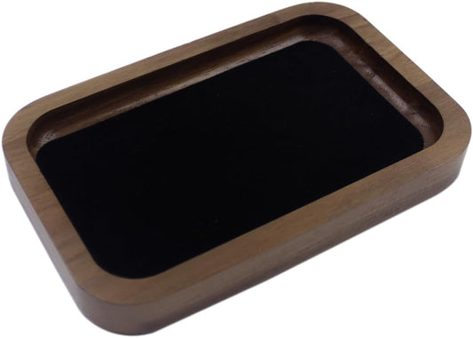 Walnut Solid Wood Square Jewelry Display Valet Tray Dish for Elegant Presentation of Your Finest Pieces, Perfect for Personal Use Men Women Gift