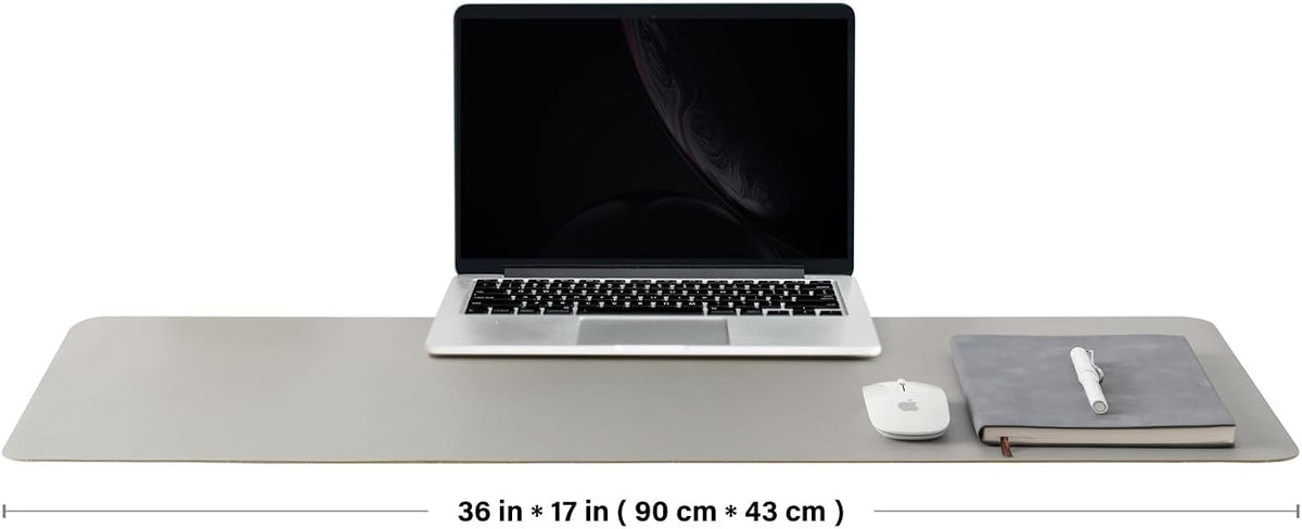 HOMIEAZICOZI Leather Desk Mat - Non-Slip PU Desk Pad for Office and Home - Desk Organization and Accessories - Ideal for Large Mouse Pad and Desk Mats on Top of Desks (Black,36''x 17'') (DPD-B-L)