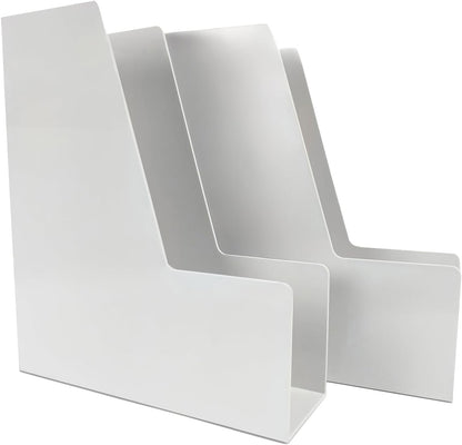 Clear Vertical File Holder, 2 pack, for Home Office | Clear plastic Magazine Organizer, 2-pack. Multi-purpose document organizer for home office, school. Space-saving storage.