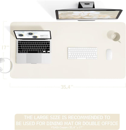 YSAGi Non-Slip Leather Desk Pad, Waterproof Laptop Computer Desk Keyboard Mat, Table Protector Blotter Mat, Large Mouse Pad for Office/Work/Home/Decor(Dark Brown, 31.5" x 15.7")