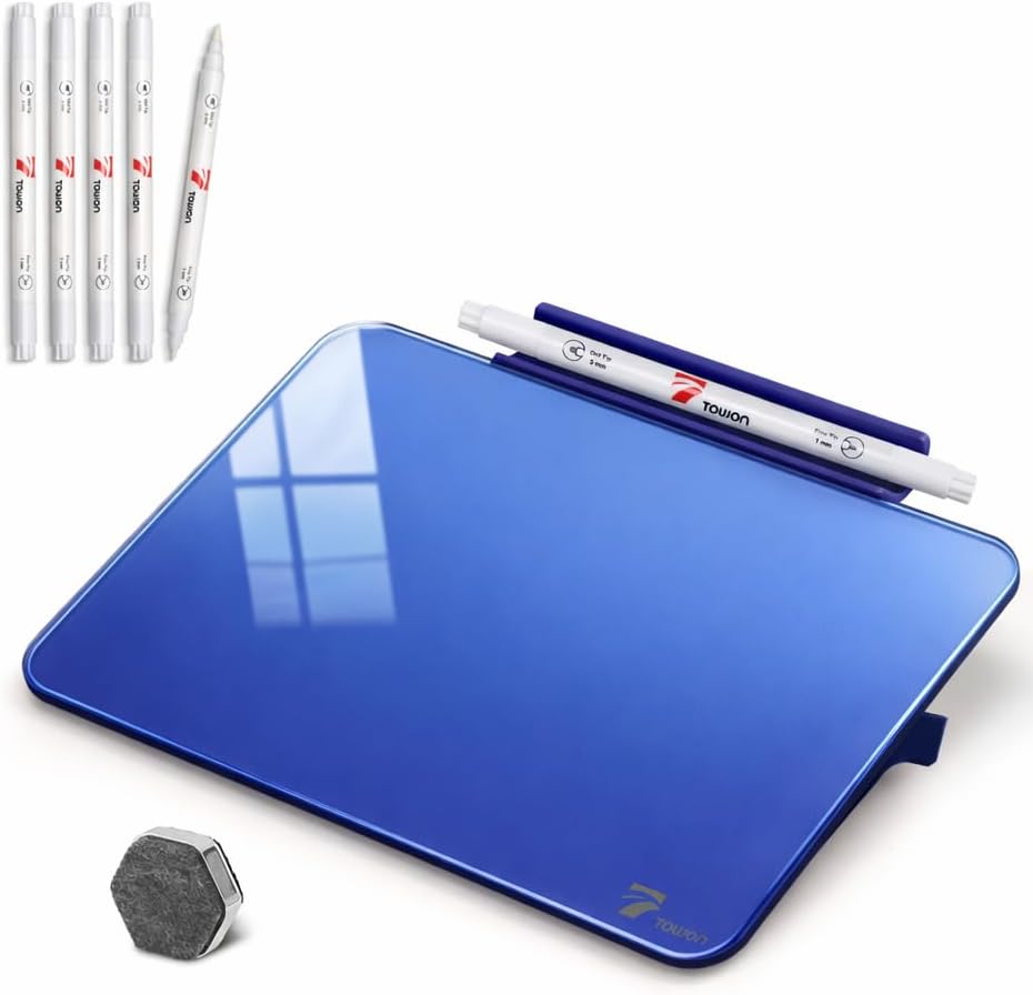 Small Glass Desktop Whiteboard Dry-Erase, Mini Pure Glass Whiteboard Stand