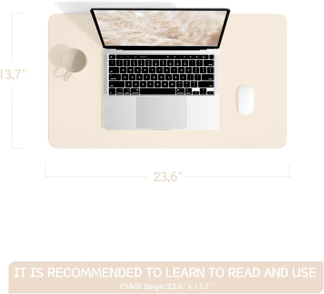 YSAGi Non-Slip Leather Desk Pad, Waterproof Laptop Computer Desk Keyboard Mat, Table Protector Blotter Mat, Large Mouse Pad for Office/Work/Home/Decor(Dark Brown, 31.5" x 15.7")