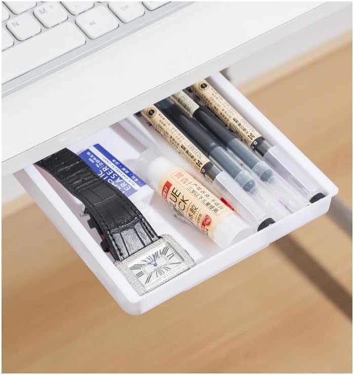 Under Desk Drawer Organizer – Self-Adhesive Hidden Storage Tray for Office & Home, Large Capacity, No Drilling, Black