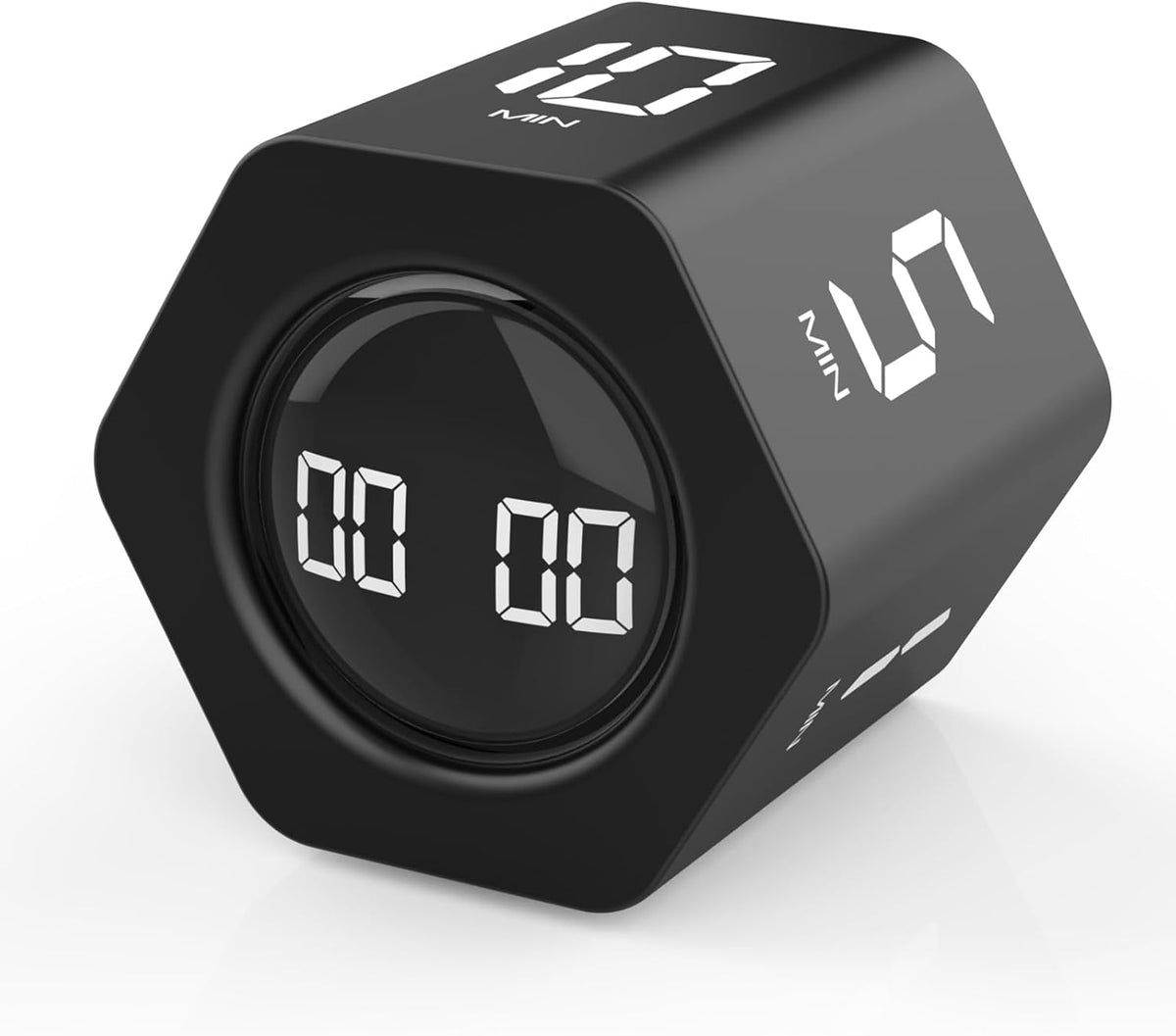 Rotating Cube Timer - 1/5/10/30/60min Presets, Gravity Sensor Pomodoro Stopwatch, 3 Sound Modes, ADHD Study Tool for Office/Kitchen/Classroom (F6 Black)