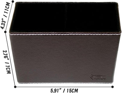 Leather Pen Holder, Brown Pencil Holder, Desktop Elegant Pen Holder for Desk, Stationery Organizer for School Office Home Dorm (3.3" x 3.3" x 4", Brown)
