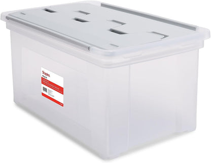 Hanging File Folder Box, Storage Bin Organizer, Snap Lid, Clear