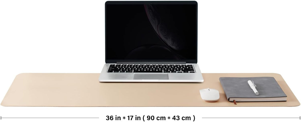 HOMIEAZICOZI Leather Desk Mat - Non-Slip PU Desk Pad for Office and Home - Desk Organization and Accessories - Ideal for Large Mouse Pad and Desk Mats on Top of Desks (Black,36''x 17'') (DPD-B-L)
