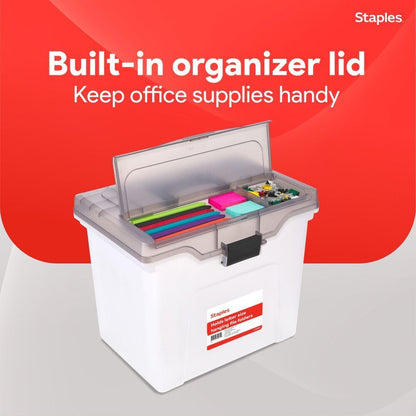 Hanging File Folder Box, Storage Bin Organizer, Snap Lid, Clear