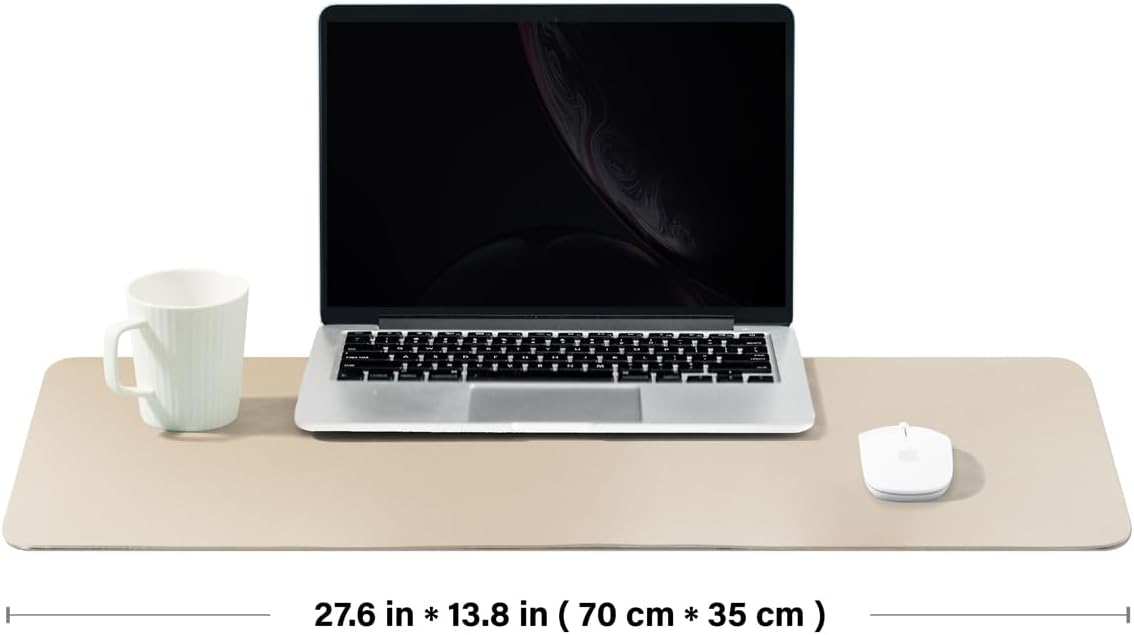 HOMIEAZICOZI Leather Desk Mat - Non-Slip PU Desk Pad for Office and Home - Desk Organization and Accessories - Ideal for Large Mouse Pad and Desk Mats on Top of Desks (Black,36''x 17'') (DPD-B-L)