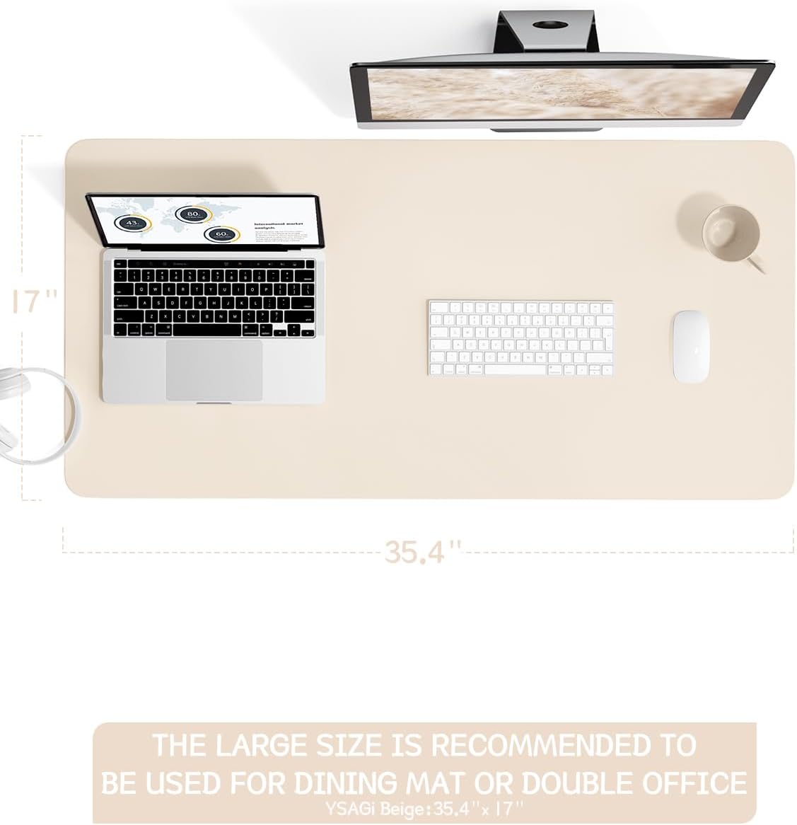 YSAGi Non-Slip Leather Desk Pad, Waterproof Laptop Computer Desk Keyboard Mat, Table Protector Blotter Mat, Large Mouse Pad for Office/Work/Home/Decor(Dark Brown, 31.5" x 15.7")