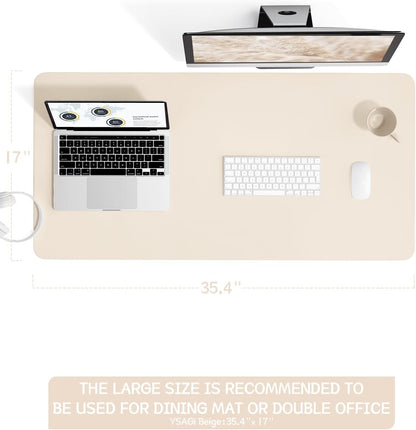 YSAGi Non-Slip Leather Desk Pad, Waterproof Laptop Computer Desk Keyboard Mat, Table Protector Blotter Mat, Large Mouse Pad for Office/Work/Home/Decor(Dark Brown, 31.5" x 15.7")