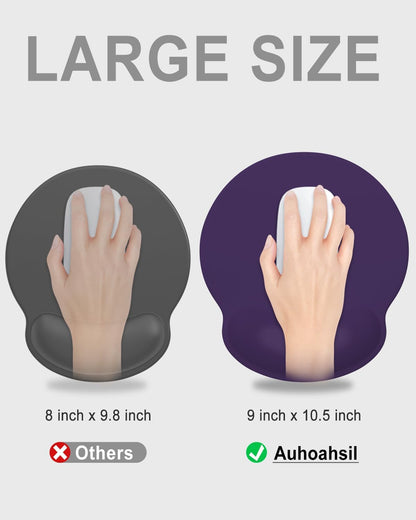 Ergonomic Mouse Pad with Wrist Rest, Comfortable Silicone Non-Slip Computer Pain Relief Gel Mouse Mat with Wrist Support for Gaming, Work, Office, Women & Men, Cute Pattern, Beige