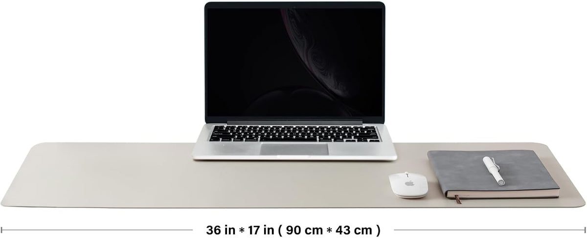 HOMIEAZICOZI Leather Desk Mat - Non-Slip PU Desk Pad for Office and Home - Desk Organization and Accessories - Ideal for Large Mouse Pad and Desk Mats on Top of Desks (Black,36''x 17'') (DPD-B-L)