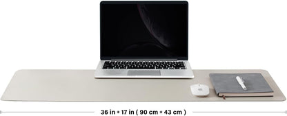 HOMIEAZICOZI Leather Desk Mat - Non-Slip PU Desk Pad for Office and Home - Desk Organization and Accessories - Ideal for Large Mouse Pad and Desk Mats on Top of Desks (Black,36''x 17'') (DPD-B-L)